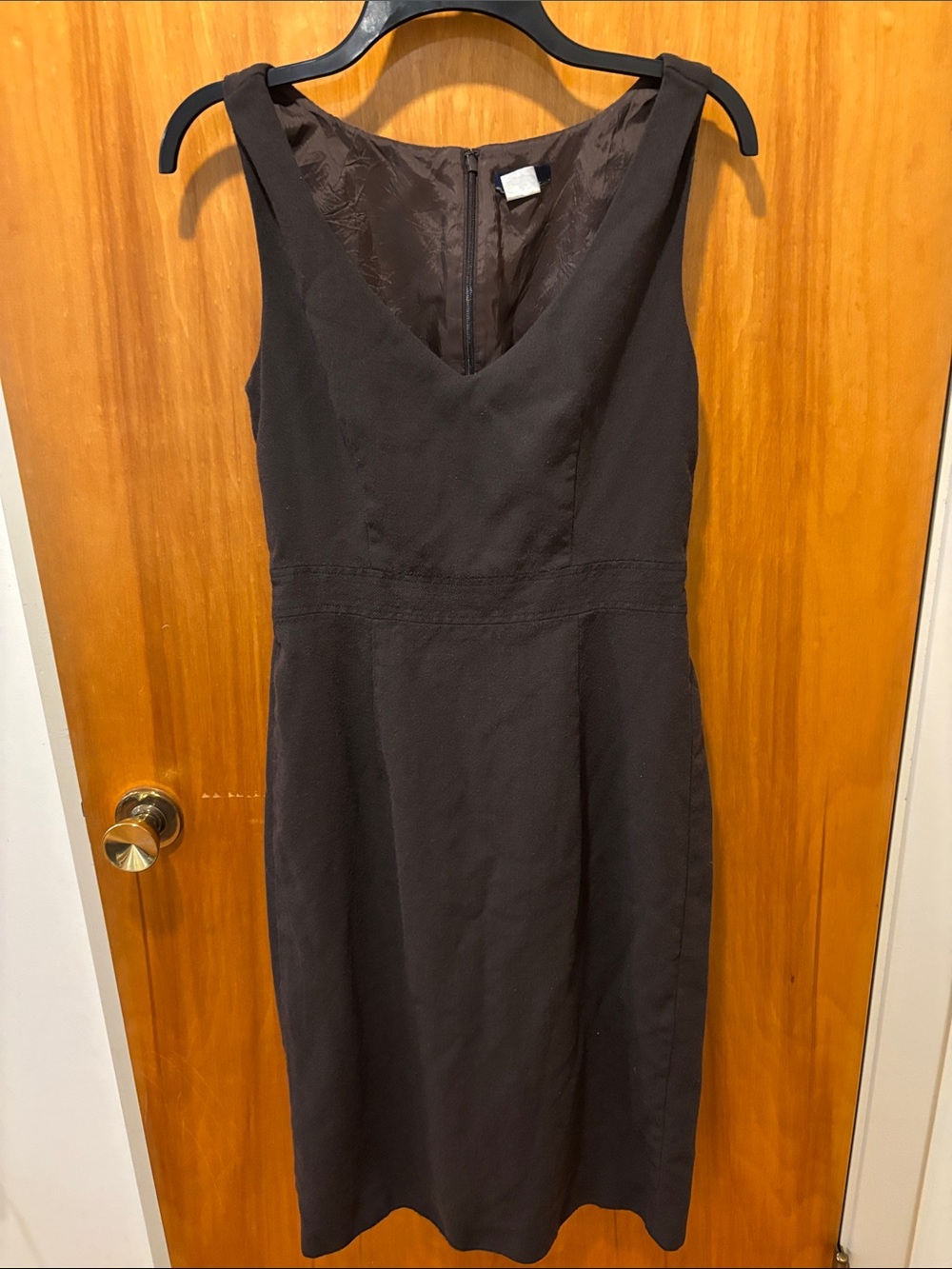 J. Crew Dark Brown V-Neck Sleeveless Sheath Dress